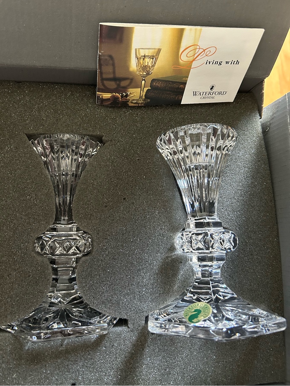 Waterford Crystal Candlesticks Opulent Set of Two 5" Chatham Baccarat Style